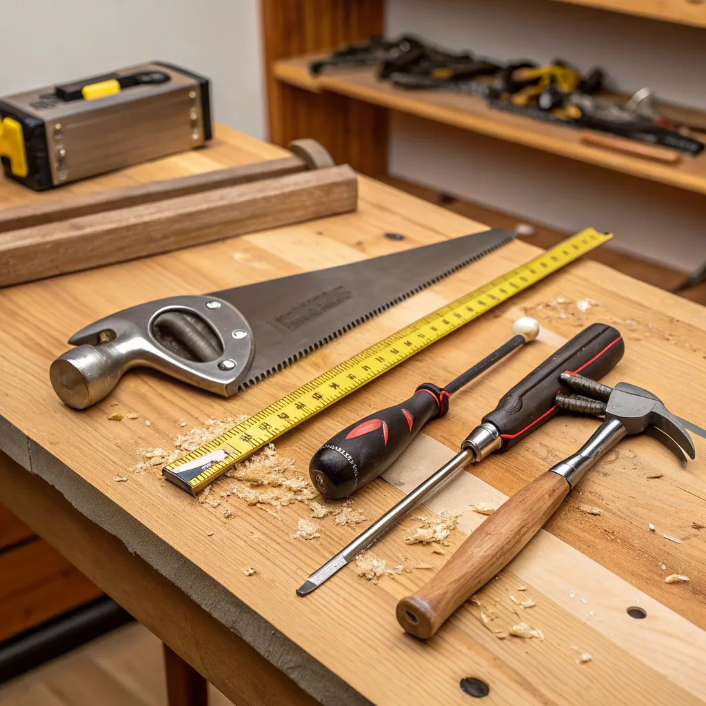 Set of professional carpentry tools