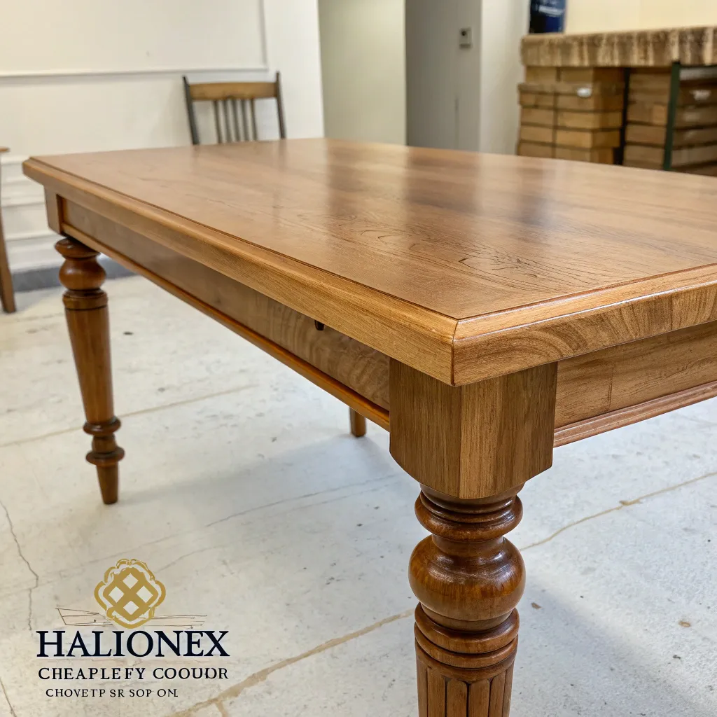 A handcrafted beech wood table from HALIONEX Carpentry School